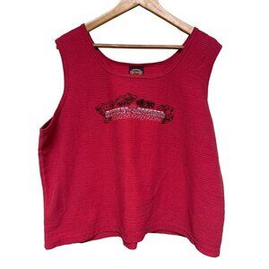 Harley Davidson Motorcycles Red Ribbed Sleeveless Tank Top Women's XXL